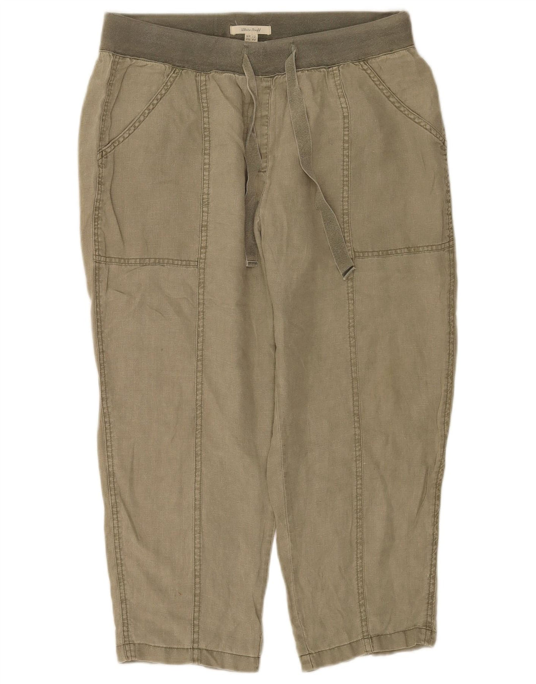 Pantaloni corti da donna White Stuff UK 12 Medium W32 L23 Lino kaki