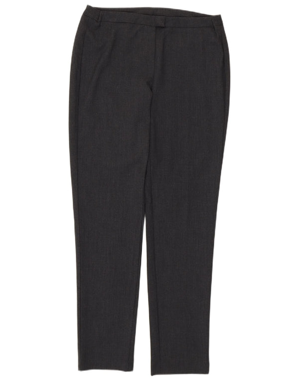 Pantaloni da abito slim fit da donna Benetton UK 10 Small W28 L28 Poliestere grigio