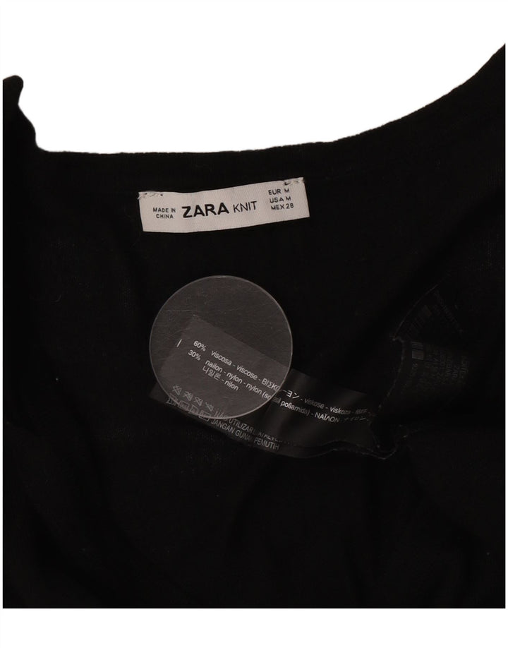 Maglione Zara da donna con scollo a V UK 14 viscosa nera media