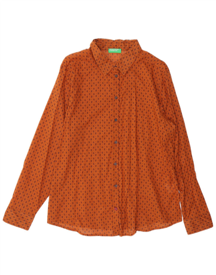 Camicia da donna BENETTON UK 18 XL Cotone floreale marrone