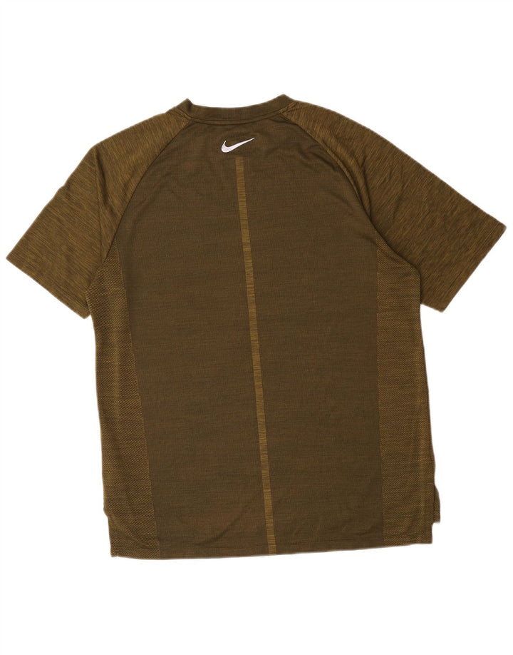 T-shirt Nike da uomo Dri Fit, top in poliestere chiazzato medio kaki