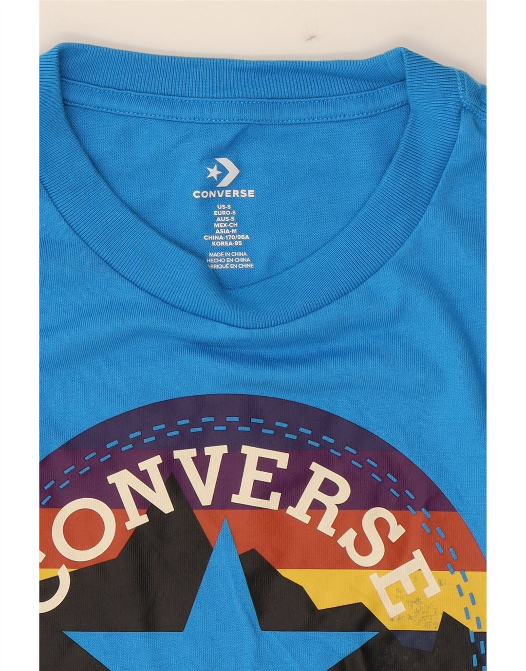 CONVERSE Mens Graphic T-Shirt Top Small Blue Cotton Vintage Converse and Second-Hand Converse from Messina Hembry 