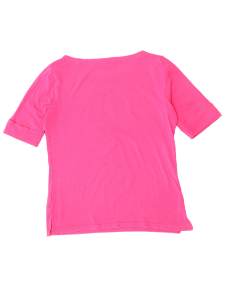 T-shirt grafica da donna Ralph Lauren Top UK 14 cotone rosa medio