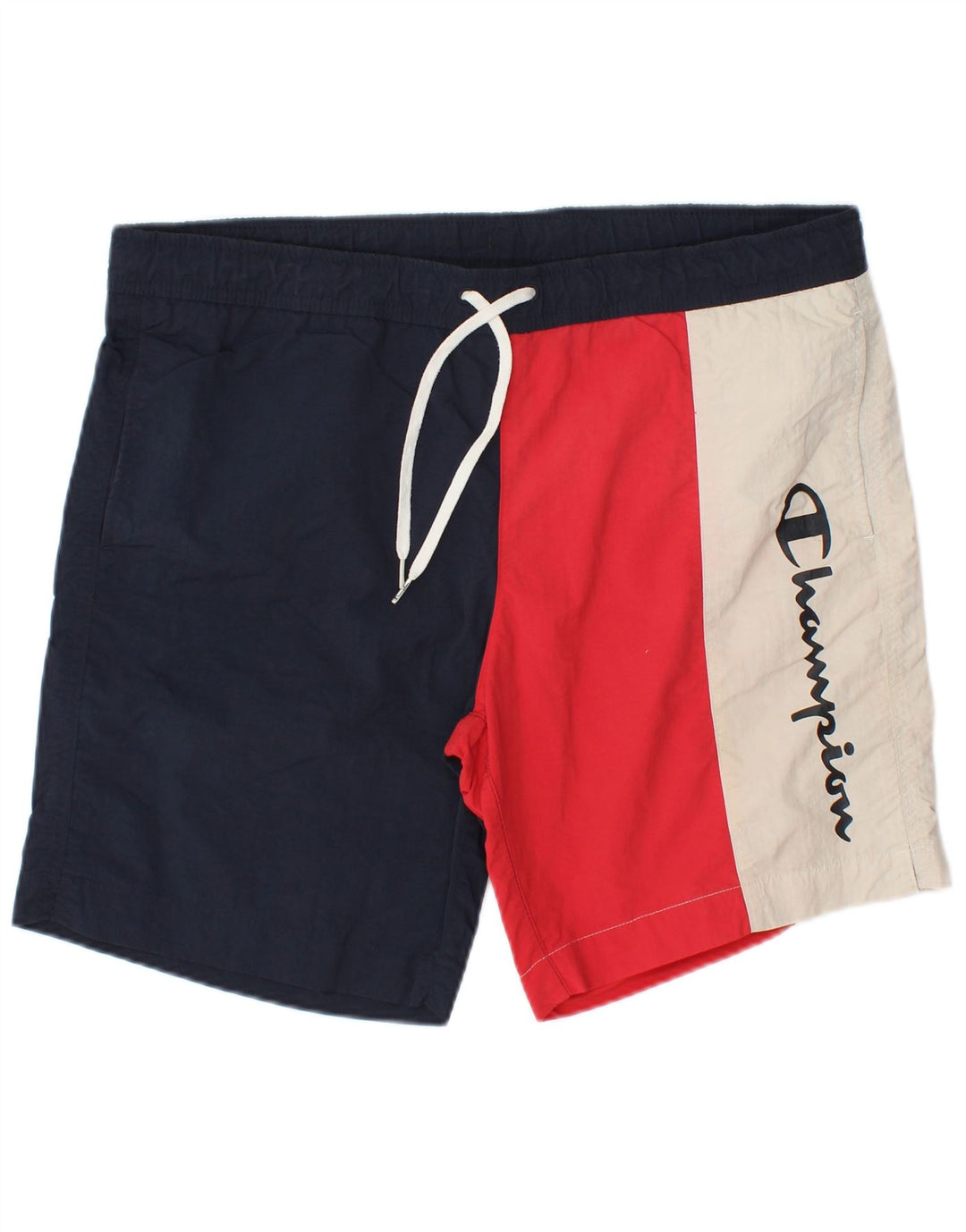 Pantaloncini da bagno grafici da uomo Champion grandi color block blu navy