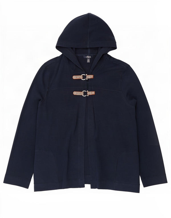 Chaps Womens Hooded Cardigan Sweater UK 18 XL Navy Blue Cotton