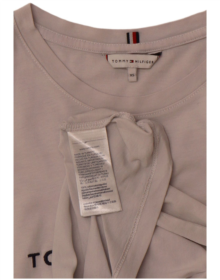 TOMMY HILFIGER T-shirt grafica da donna Top UK 6 XS Cotone grigio