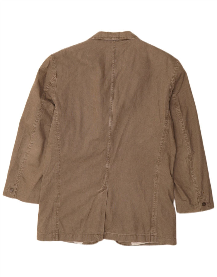 Giacca blazer a 3 bottoni Marks & Spencer da uomo UK 36 piccolo gessato kaki