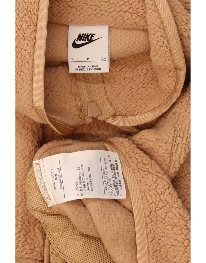 Giacca in pile oversize corta Nike da donna UK 10 Small Beige Poliestere