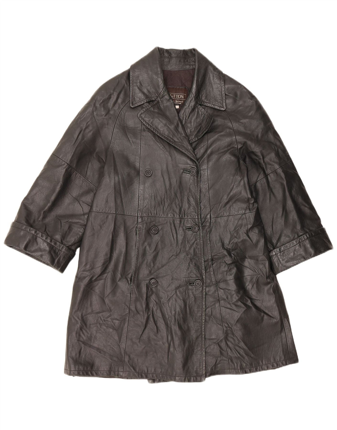 Cappotto in Pelle Donna VINTAGE IT 48 XL Nero