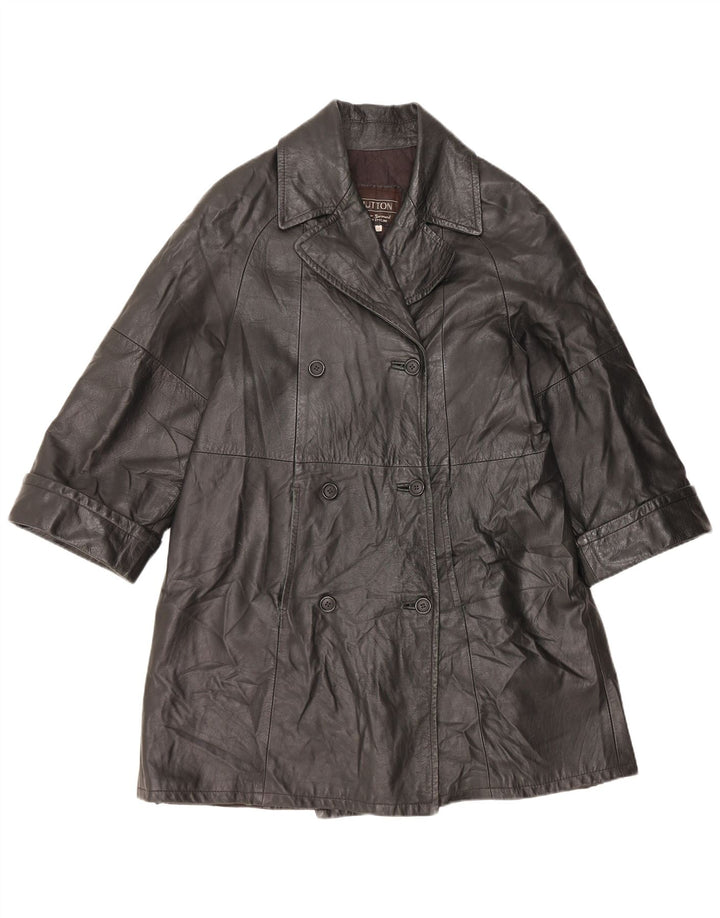 Cappotto in Pelle Donna VINTAGE IT 48 XL Nero