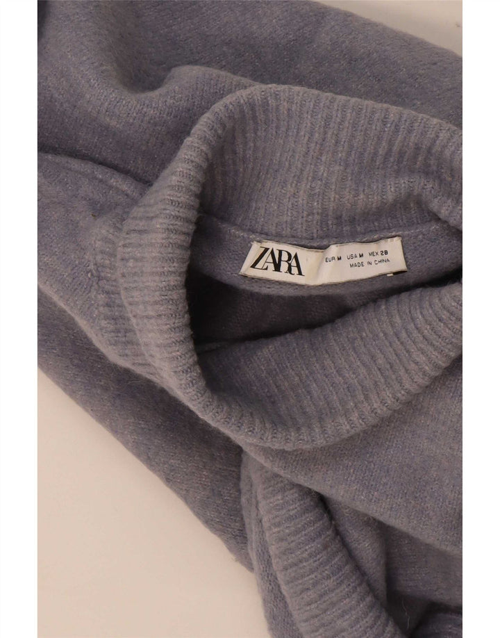 Maglione corto oversize a collo alto corto da donna Zara UK 14 Blu medio