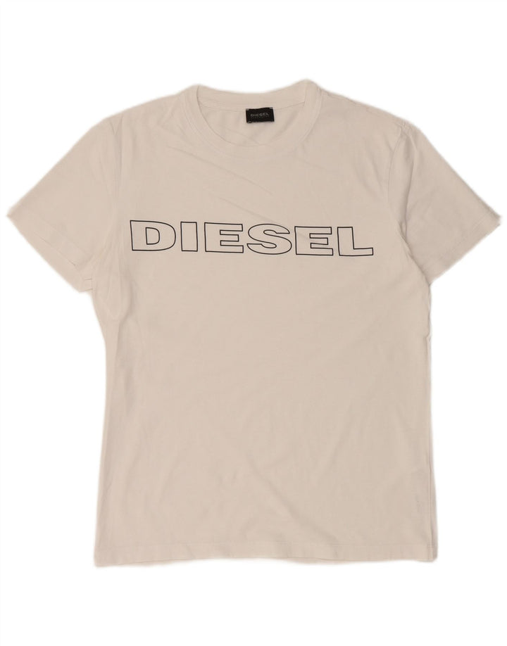T-shirt grafica da uomo DIESEL Top piccola in cotone bianco