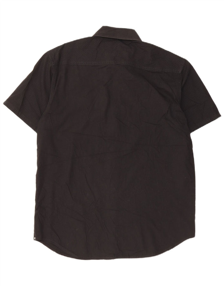 Camicia a maniche corte da uomo Hurley piccola in cotone gessato nero