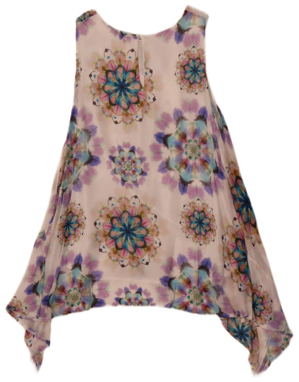 Desigual Top tunica asimmetrica senza maniche da donna UK 10 Small White Floral