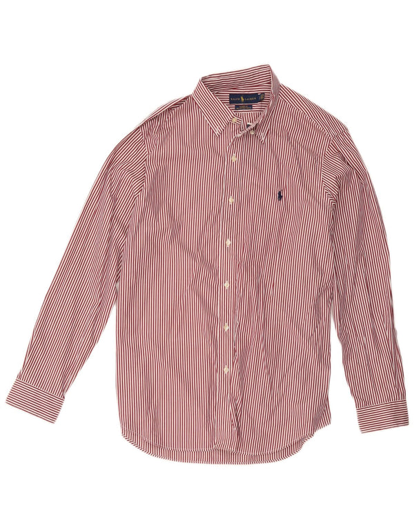 Camicia Ralph Lauren da uomo dalla vestibilità classica, in cotone a righe bordeaux di grandi dimensioni