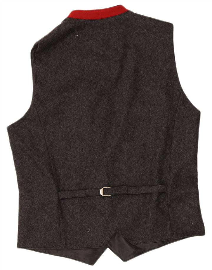 Gilet vintage da uomo grande in lana grigia