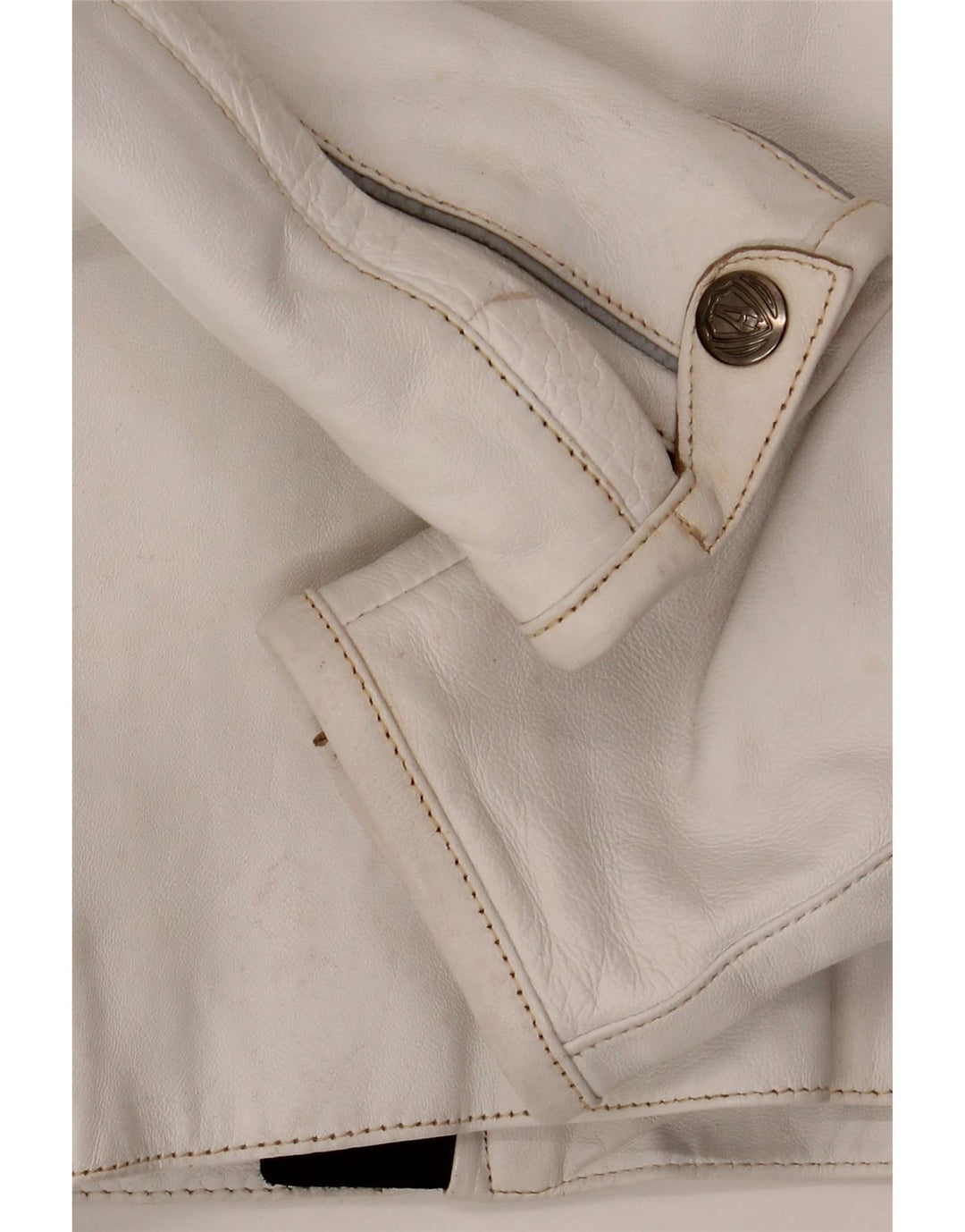 Giacca da motociclista in pelle da donna Arlen Ness UK 18 XL in pelle bianca
