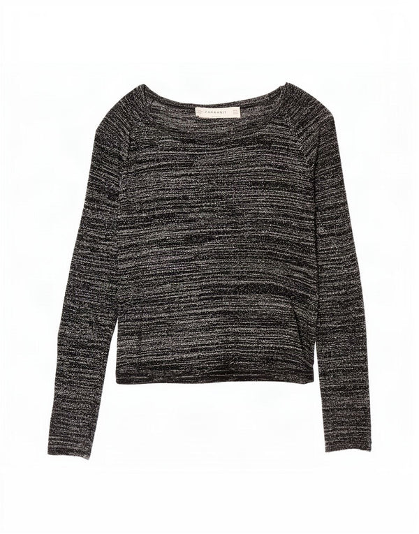 Top Zara da donna a maniche lunghe UK 12 acrilico a righe nere medie