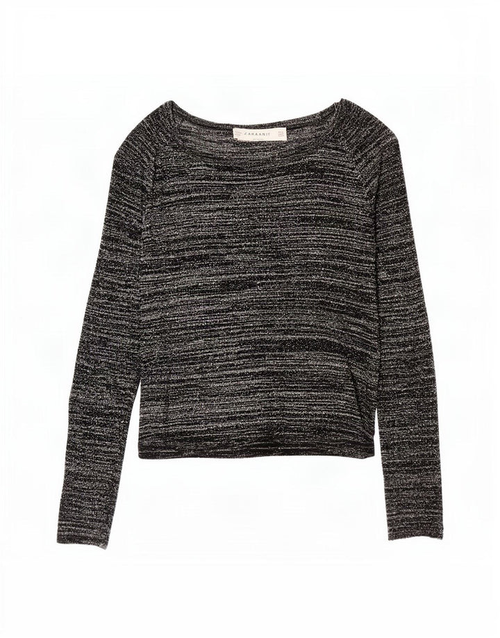 Top Zara da donna a maniche lunghe UK 12 acrilico a righe nere medie