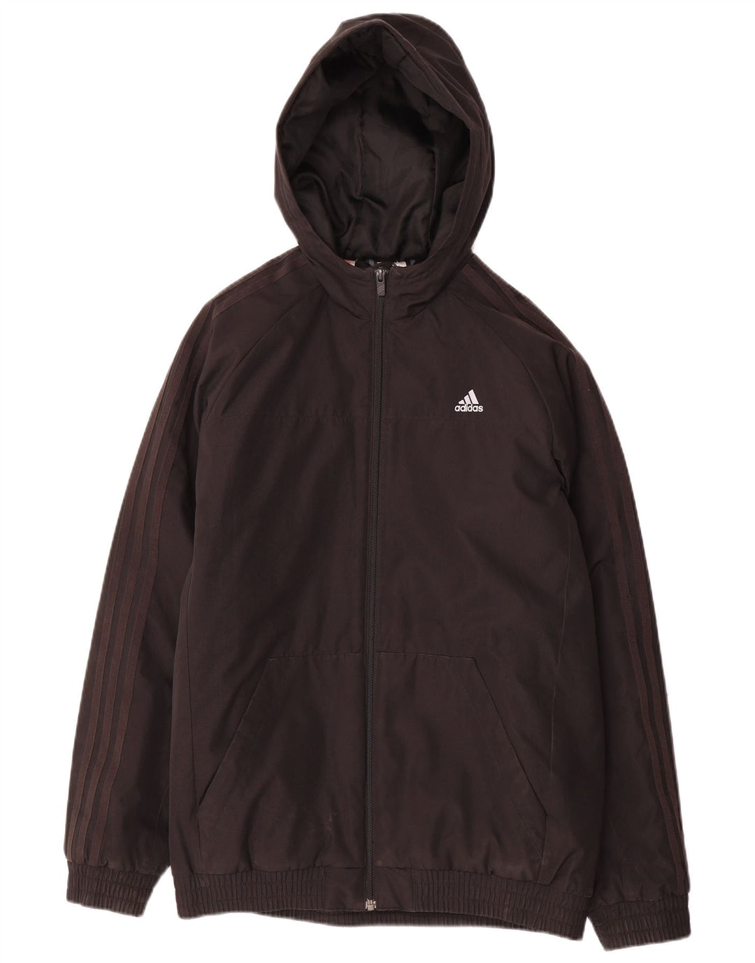 Giacca a vento con cappuccio Adidas da ragazzo 15-16 anni in poliestere nero