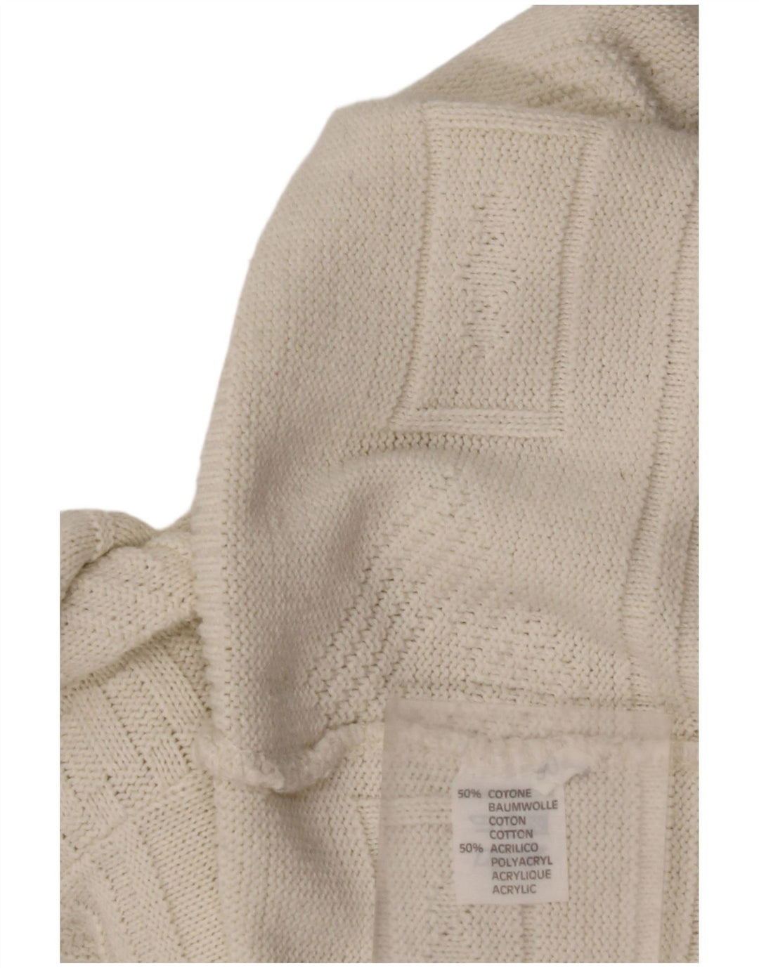 Maglione girocollo da uomo VINTAGE grande cotone geometrico bianco