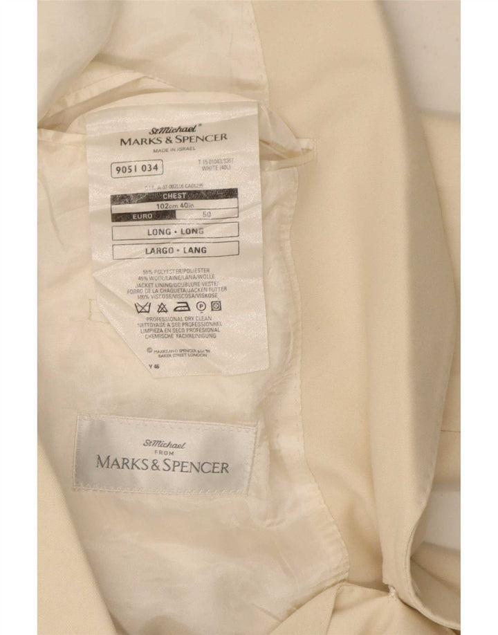 Giacca blazer lunga a 1 bottone Marks & Spencer da uomo UK 40 media bianco sporco