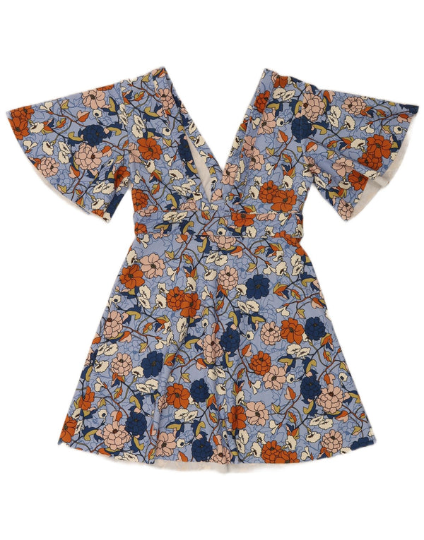 Abito a trapezio a pipistrello da donna Zara UK 12 Blu medio floreale