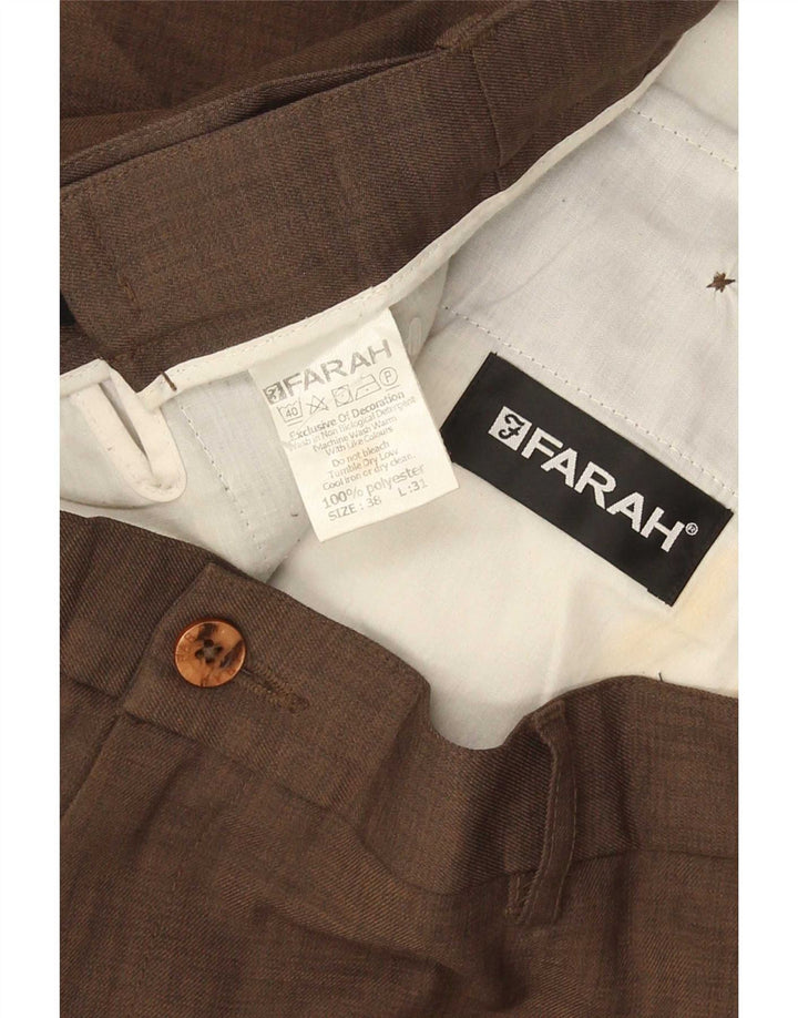 Pantaloni chino dritti da uomo Farah W38 L31 poliestere marrone