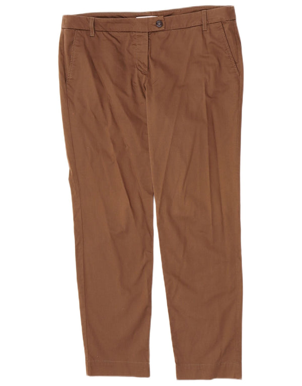 Pantaloni da abito dritti da donna Marella UK 16 Large W34 L28 Cotone marrone