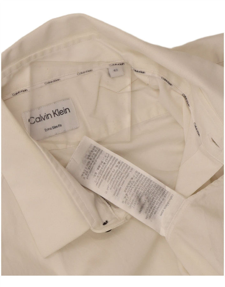 Camicia da uomo extra slim fit Calvin Klein taglia 40 cotone bianco medio
