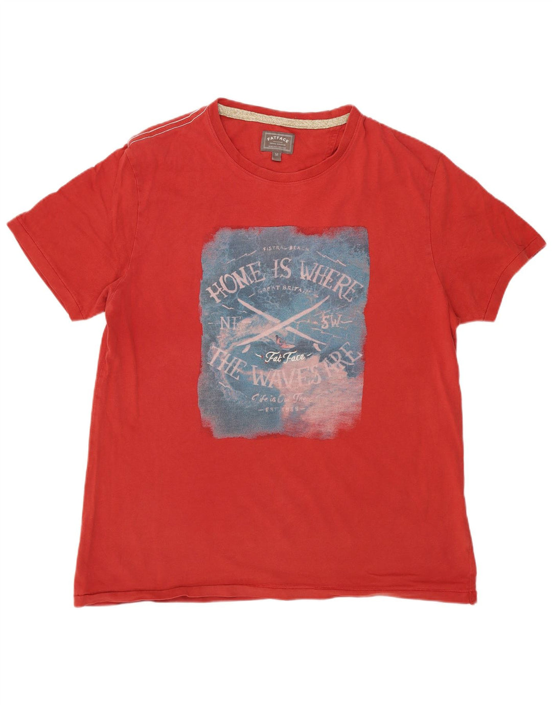 T-shirt grafica da uomo Fat Face Top in cotone rosso medio