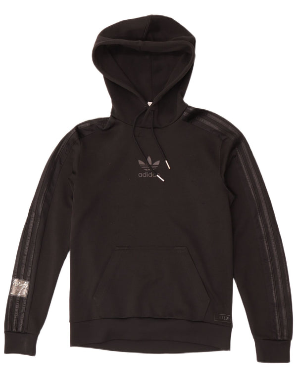 Felpa con cappuccio grafica da uomo Adidas XS nera in poliestere