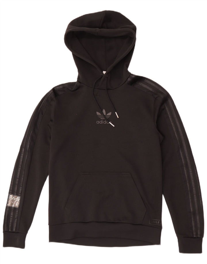 Felpa con cappuccio grafica da uomo Adidas XS nera in poliestere