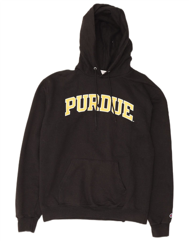 Maglione con cappuccio grafico Purdue da uomo Champion in cotone nero medio
