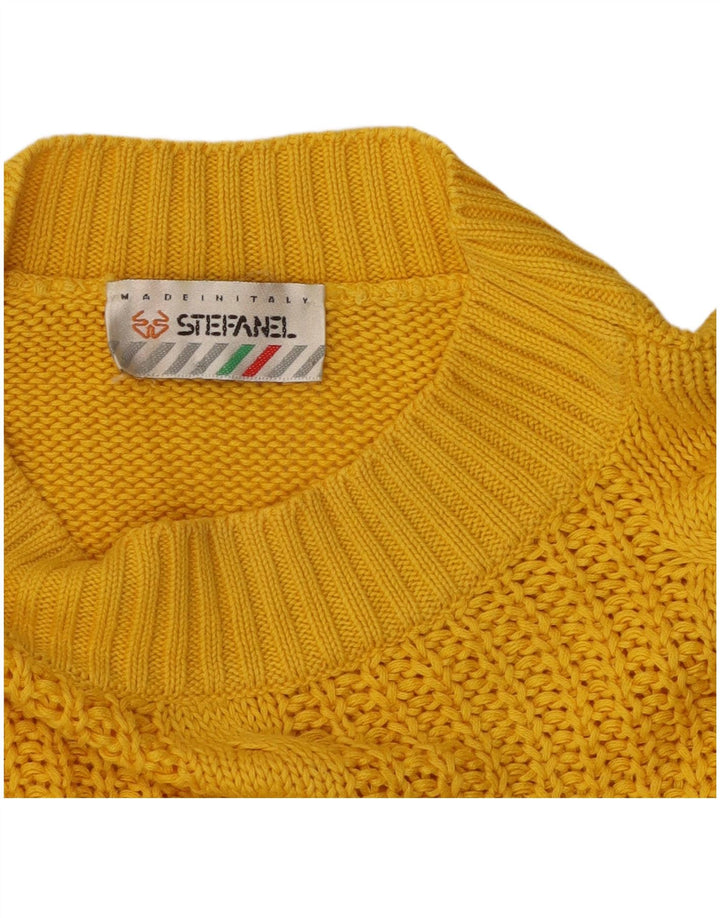 Maglione maglione a collo alto da donna STEFANEL UK 14 grande giallo