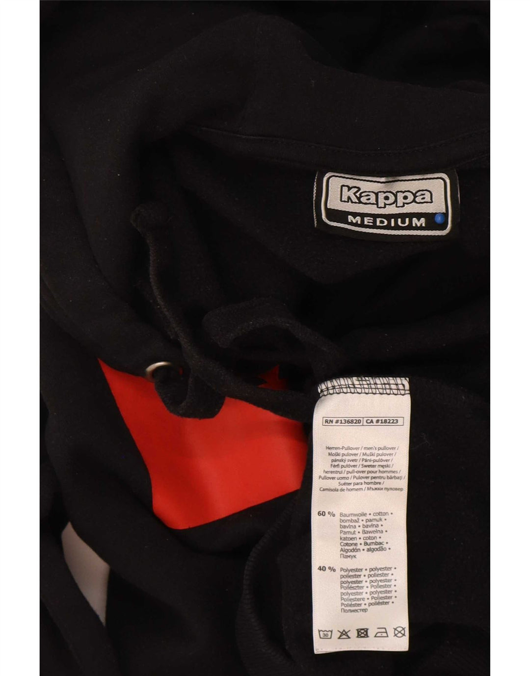 Maglione con cappuccio grafico da uomo Kappa in cotone nero medio
