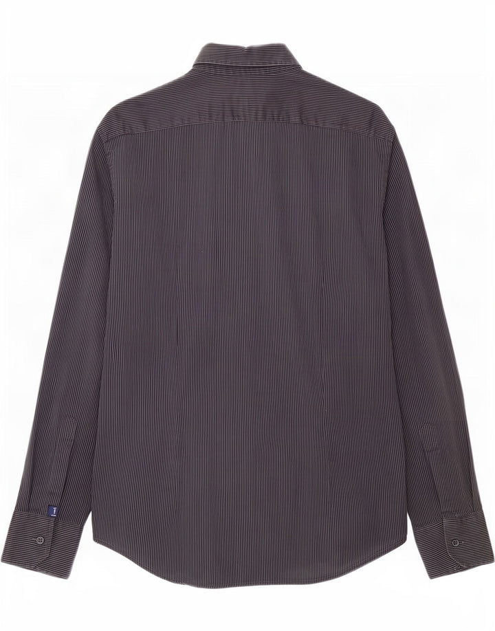 Camicia Uomo Trussardi Jeans Cotone Gessato Grigio Medio