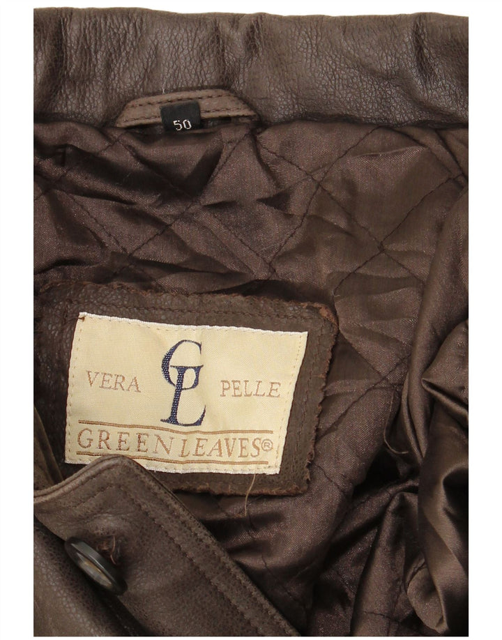Giacca in pelle da uomo GREEN LEAVES IT 50 Large in pelle marrone