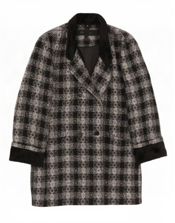 Cappotto doppiopetto oversize da donna vintage EU 40 medio nero geometrico