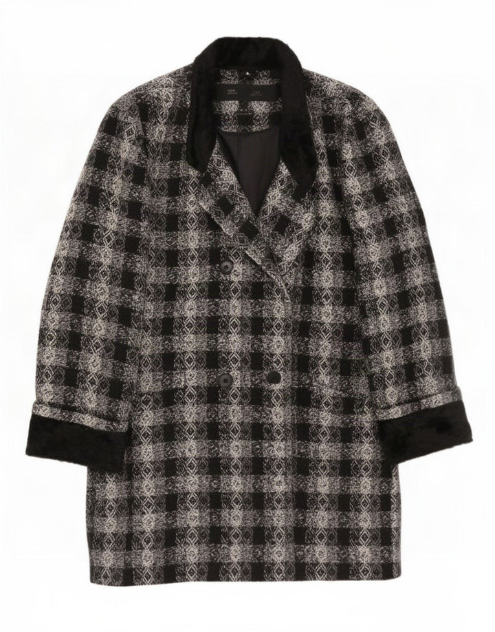 Cappotto doppiopetto oversize da donna vintage EU 40 medio nero geometrico