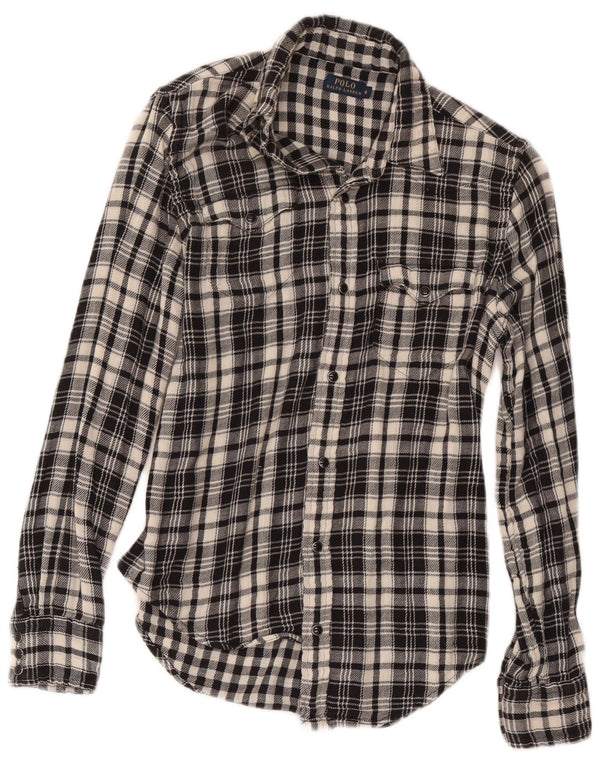 Camicia Polo Ralph Lauren da donna US 8 cotone medio a quadri neri