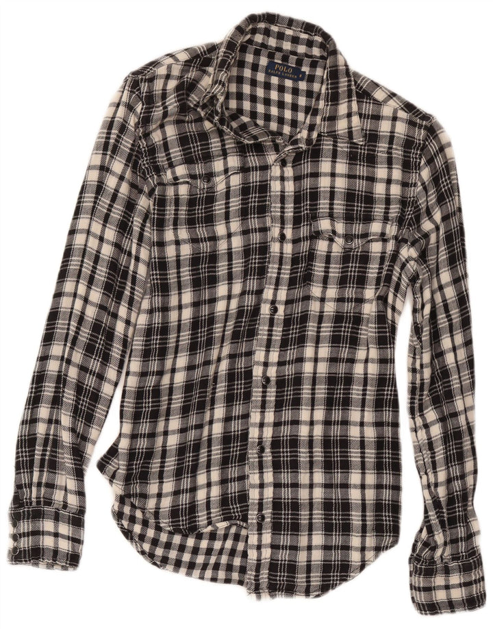 Camicia Polo Ralph Lauren da donna US 8 cotone medio a quadri neri