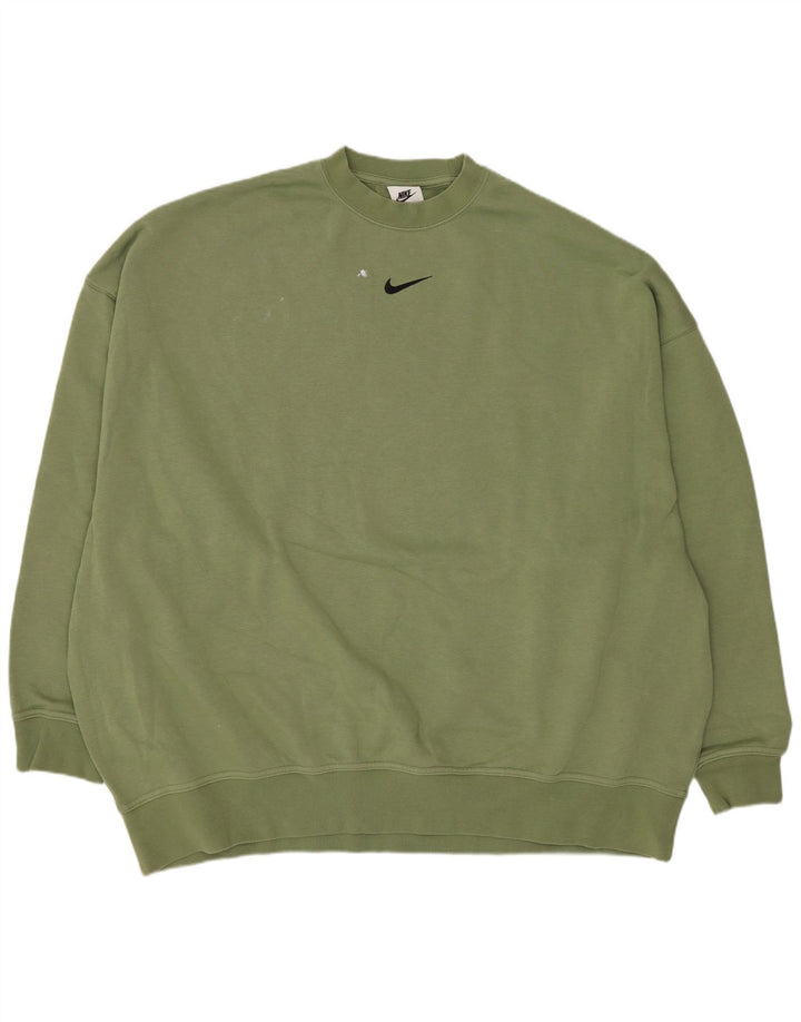 Felpa da uomo Nike Loose Fit, maglione piccolo, cotone verde