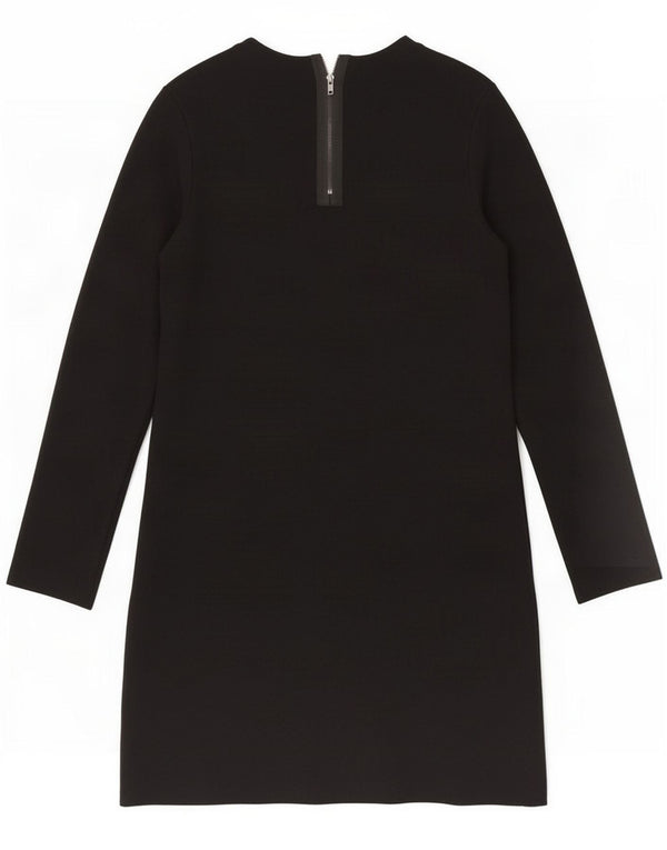 Abito a trapezio a maniche lunghe da donna Zara UK 14 viscosa nera media