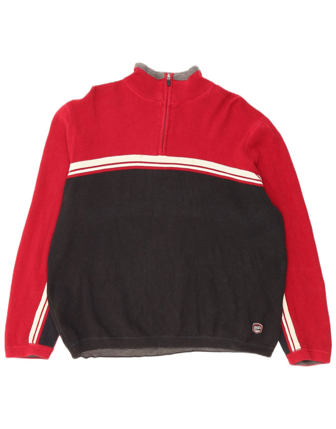 Eddie Bauer Maglione da uomo con zip e collo piccolo in cotone color block rosso