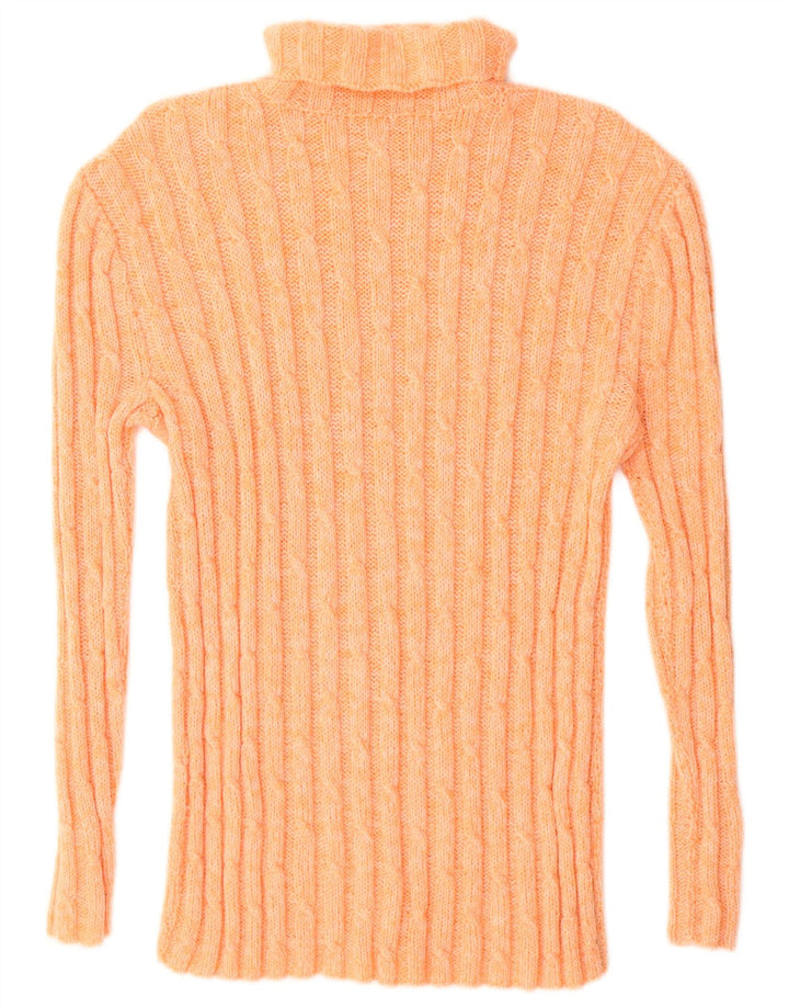 Maglione maglione vintage da donna con collo alto UK 16 grande arancione