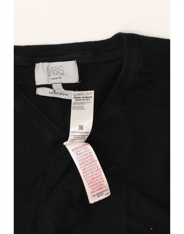 Maglione da uomo Marks & Spencer vestibilità regolare con scollo a V, grande cotone nero