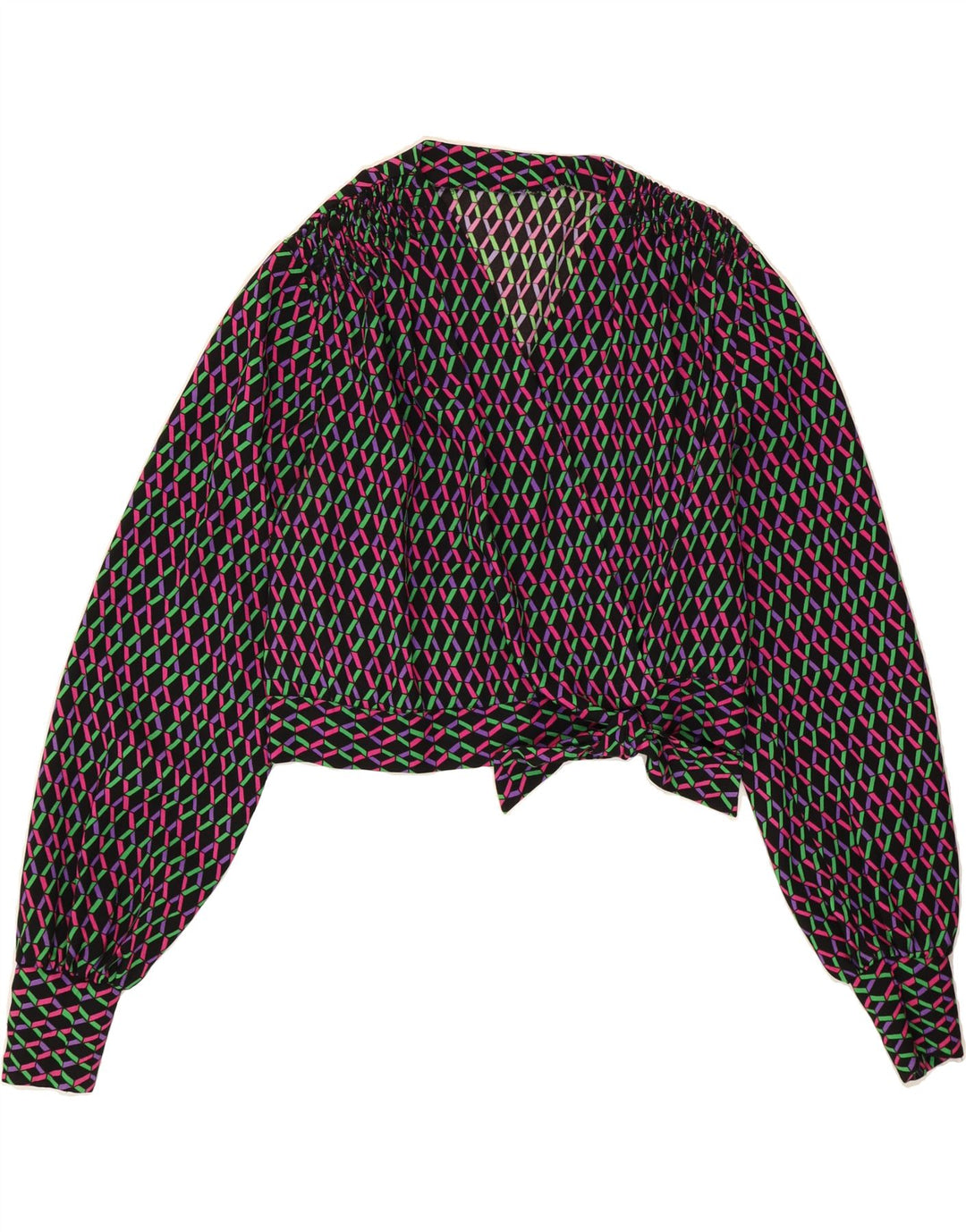 VINTAGE Womens Long Sleeve Blouse Top UK 14 Medium Multicoloured Geometric Vintage Vintage and Second-Hand Vintage from Messina Hembry 