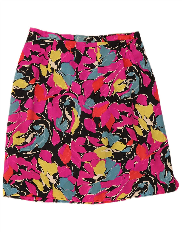 Gonna a trapezio da donna vintage W30 rosa medio floreale