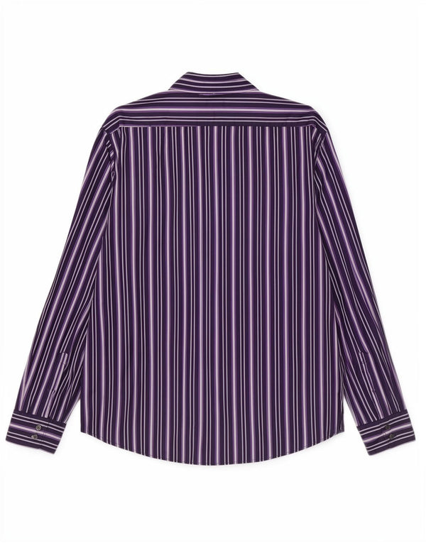 Camicia da uomo Hugo Boss Large in cotone a righe viola